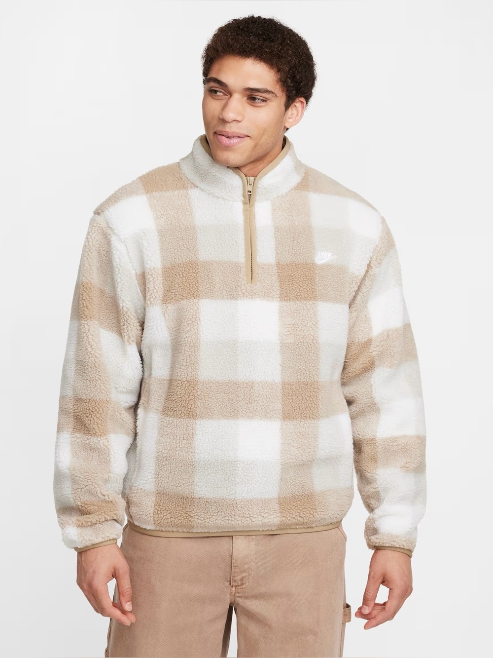 Nike Club Men's Winterized Half-Zip Fleece Pullover Khaki/Sail/Light Bone/White